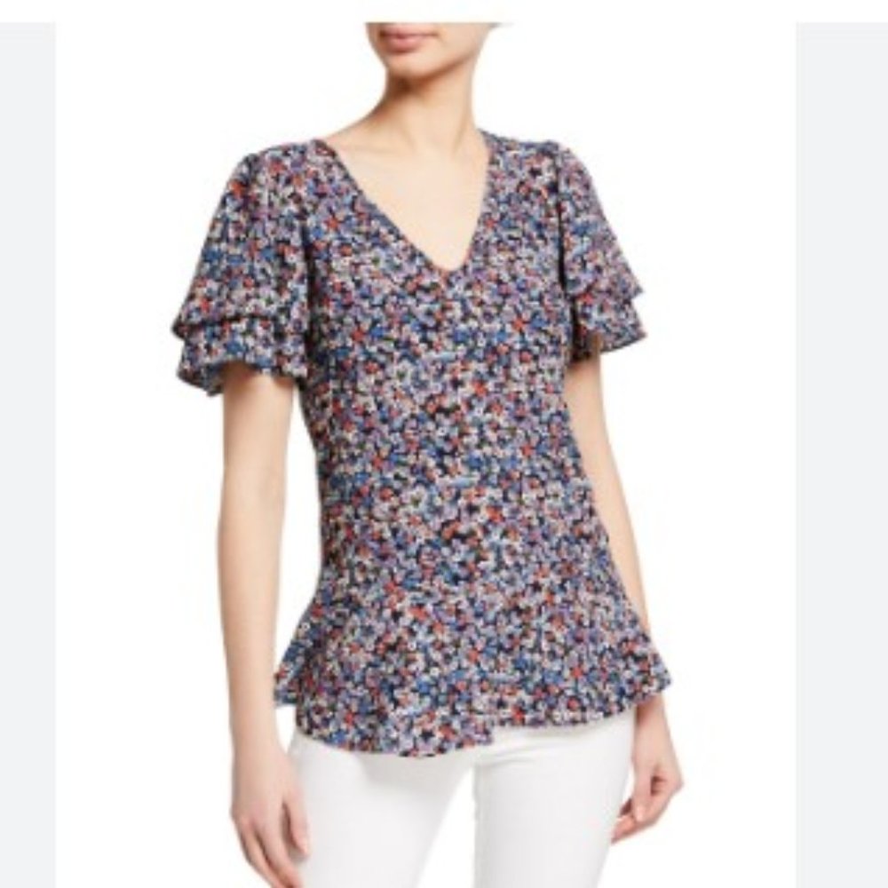 Michael Kors Peplum blooms  blouse flutter sleeve  top NWT